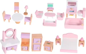 1 Set Mini House Wooden Furniture of Beech Miniature Doll House Decoration Safe Lightweight Design Bright Color Detail for Play Display