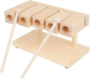1 Set Wooden Percussion Instrument Musical for Improves Hand Eye Coordination Reaction Skills Interactive Parent Game Natural Wood Finish