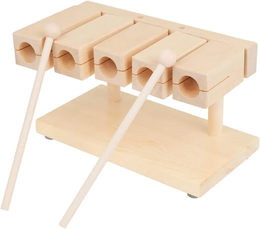 1 Set Wooden Percussion Instrument Musical for Improves Hand Eye Coordination Reaction Skills Interactive Parent Game Natural Wood Finish