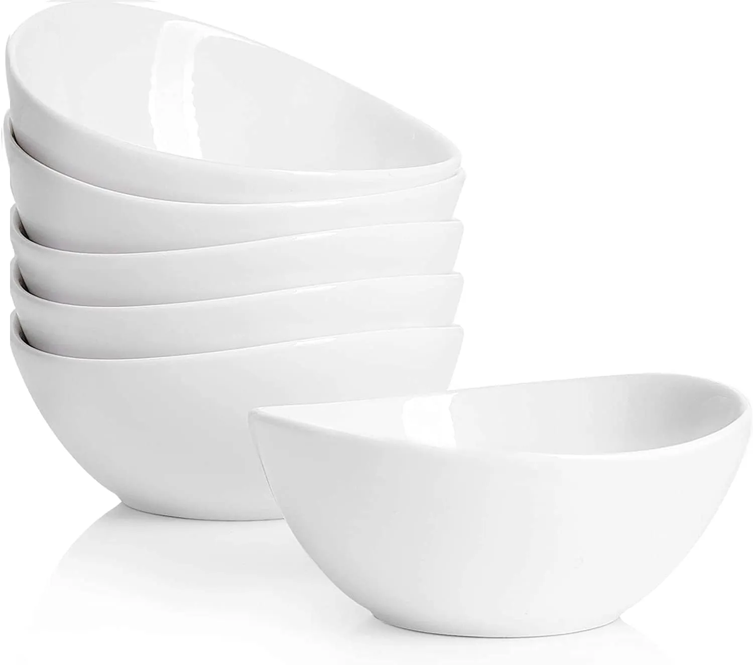 10 Ounce Small Bowls, Ceramic Dessert Bowls for Cereal, Soup, Ice Cream, Small Serving Bowls Set for Kitchen, Set of 6, White
