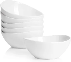 10 Ounce Small Bowls, Ceramic Dessert Bowls for Cereal, Soup, Ice Cream, Small Serving Bowls Set for Kitchen, Set of 6, White