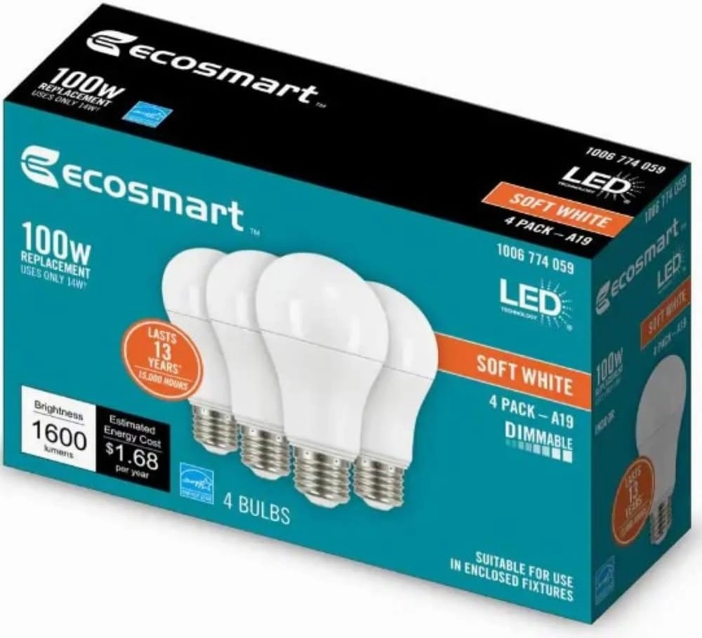 100W Equivalent Soft White A19 Energy Star and Dimmable LED Light Bulb (8-Pack)