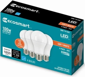 100W Equivalent Soft White A19 Energy Star and Dimmable LED Light Bulb (8-Pack)