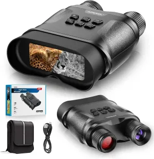 1080P Night Vision Binoculars with 32GB SD Card, Tactical Digital Infrared Goggles for Hunting, Camping & Military, 12X Zoom, 2.3'' LCD Screen