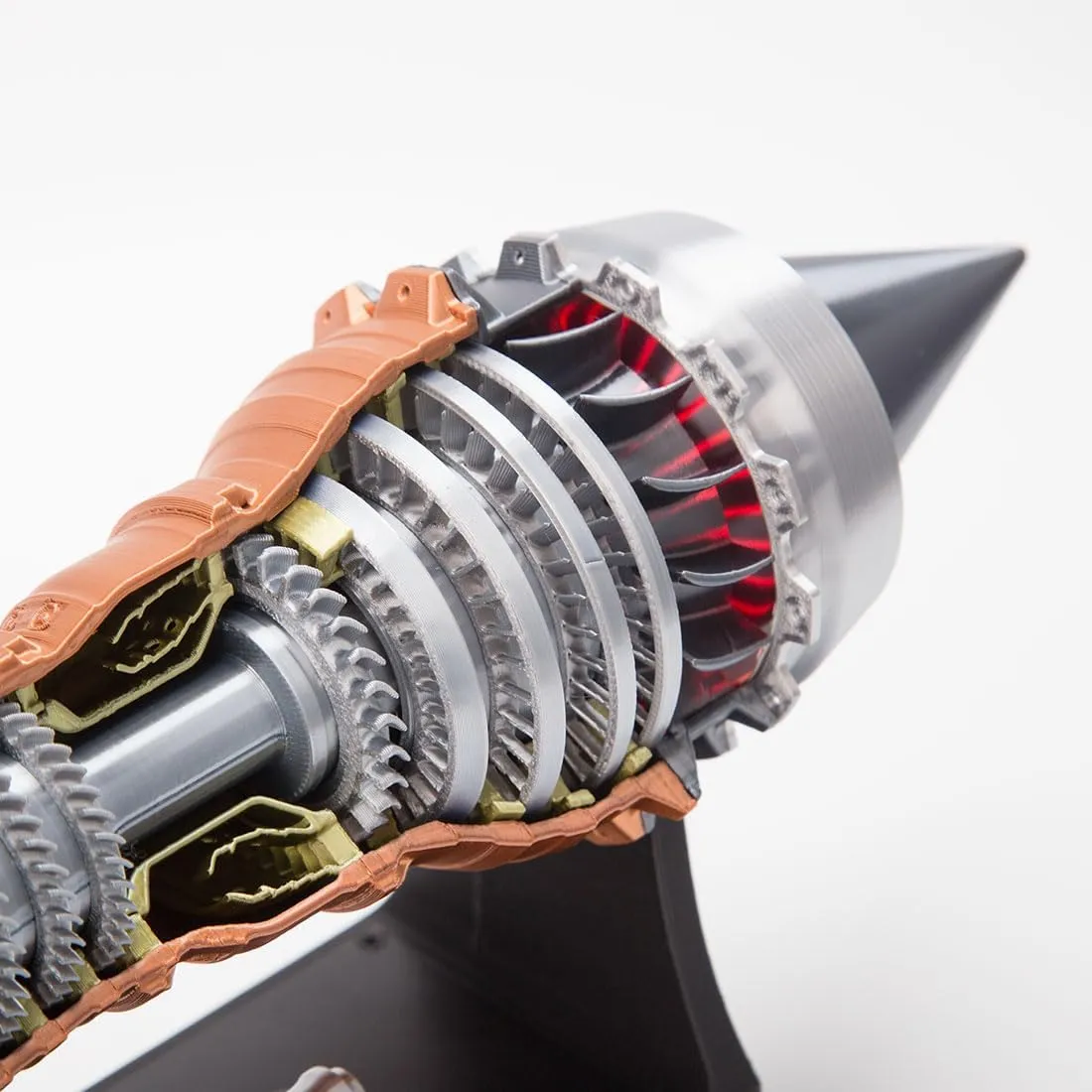 1/15 Scale 3D Printed Turbofan Engine Model That Works, 50PCS 3D Printed Trent 900 Turbofan Aircraft Jet Engine for Physical Science Experiment Demonstration - Dynamic KIT Version
