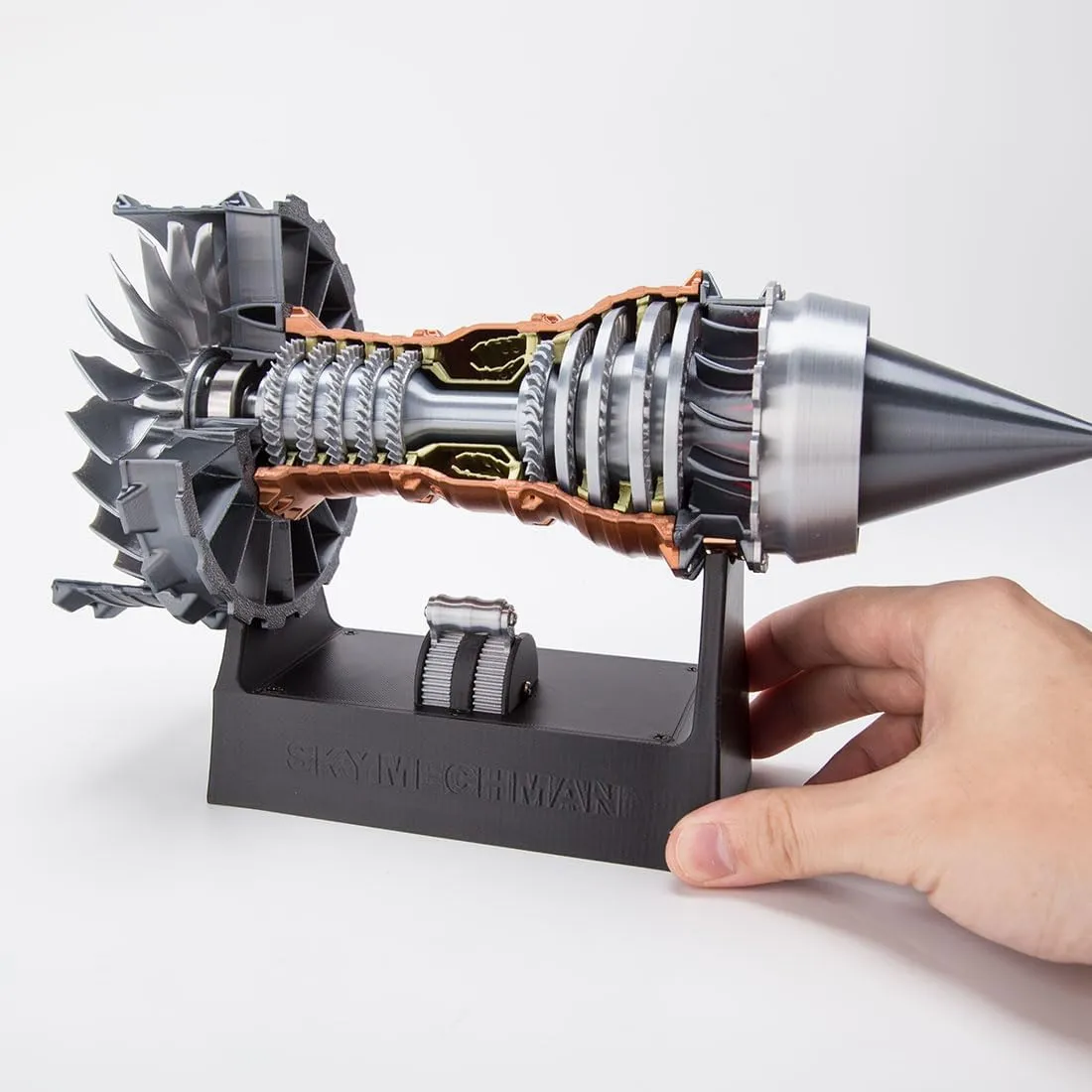 1/15 Scale 3D Printed Turbofan Engine Model That Works, 50PCS 3D Printed Trent 900 Turbofan Aircraft Jet Engine for Physical Science Experiment Demonstration - Dynamic KIT Version