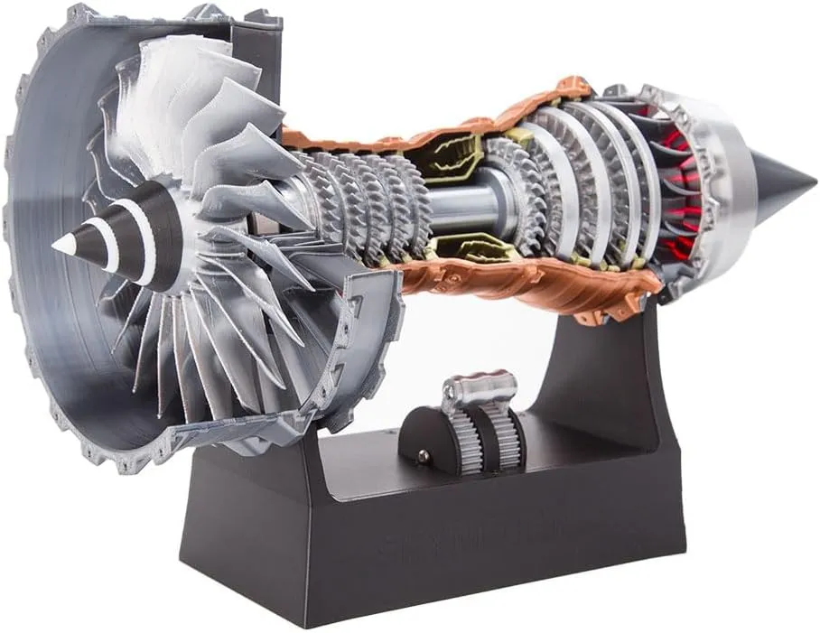 1/15 Scale 3D Printed Turbofan Engine Model That Works, 50PCS 3D Printed Trent 900 Turbofan Aircraft Jet Engine for Physical Science Experiment Demonstration - Dynamic KIT Version