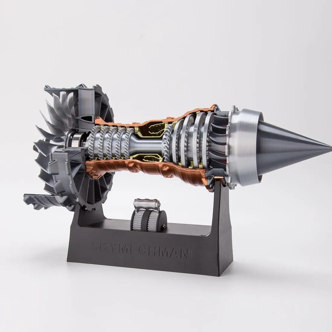1/15 Scale 3D Printed Turbofan Engine Model That Works, 50PCS 3D Printed Trent 900 Turbofan Aircraft Jet Engine for Physical Science Experiment Demonstration - Dynamic KIT Version