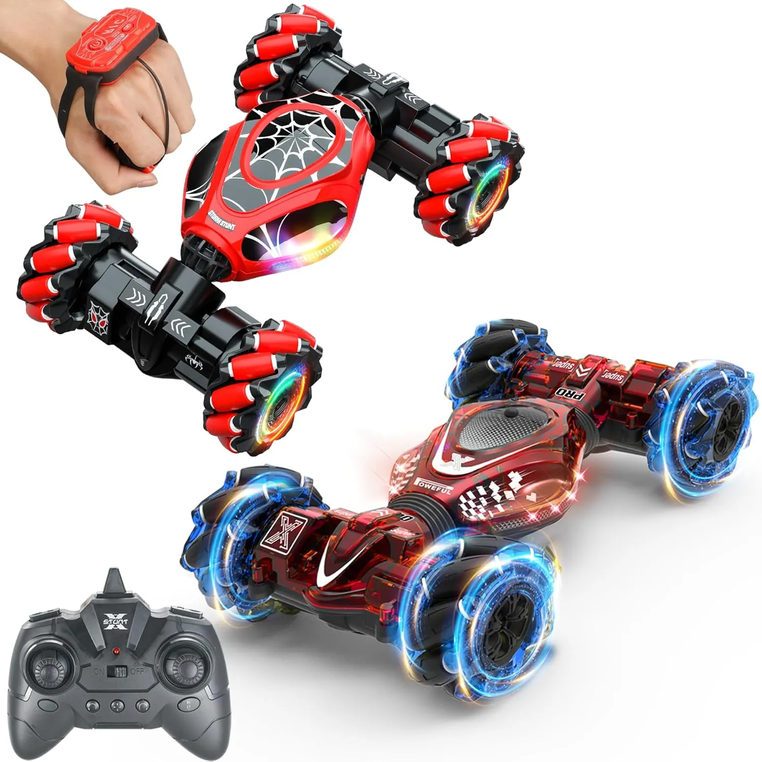 1:18 VS 1:24 Scale 2PCS Gesture RC Car for Boys Girls 6-12 Year 4WD Remote Control Car with Light Music for Kids Toy Birthday Xmas Gift