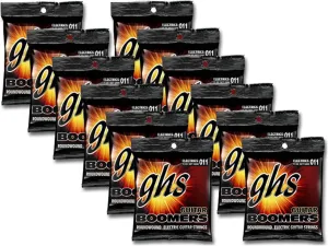 12-PACK SET of GHS Boomers Electric Guitar Strings 11-50 Medium GBM