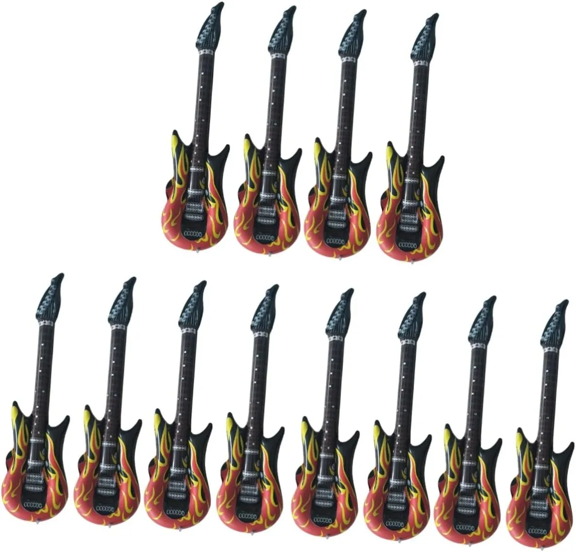 12 pcs Decorations A Flame up Rock Frame Guitar Musicial Air Instrument Favors Inflation Karaoke for Imitation Portable Prop Funny Decoration Musical Pool Adult Interesting S
