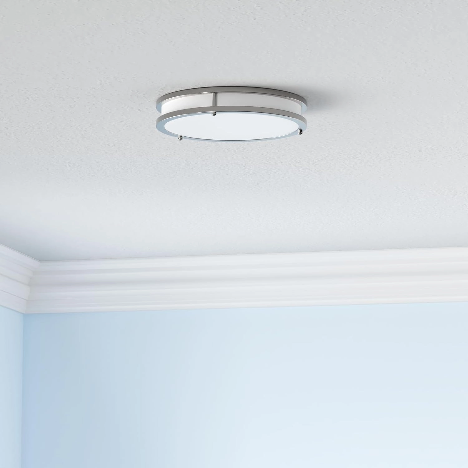 12 Inch 36W LED Ceiling Lights, 2700K/3000K/4000K/5000K/6500K Adjusted Flush Mount Ceiling Light, 3200LM Super Bright Dimmable Brushed Nickel Lighting Lamp Fixture for Bedroom Bathroom Dining, 2-Pack