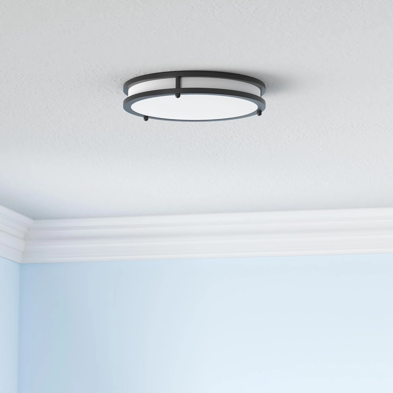 12 Inch Flush Mount Ceiling Lights, 36W 3200LM Black Dimmable Light Fixtures Ceiling Mount, 3000K-5000K Selectable Modern Kitchen Light Fixtures for Stairwell, Balcony, Corridor, Laundry (2-Pack)
