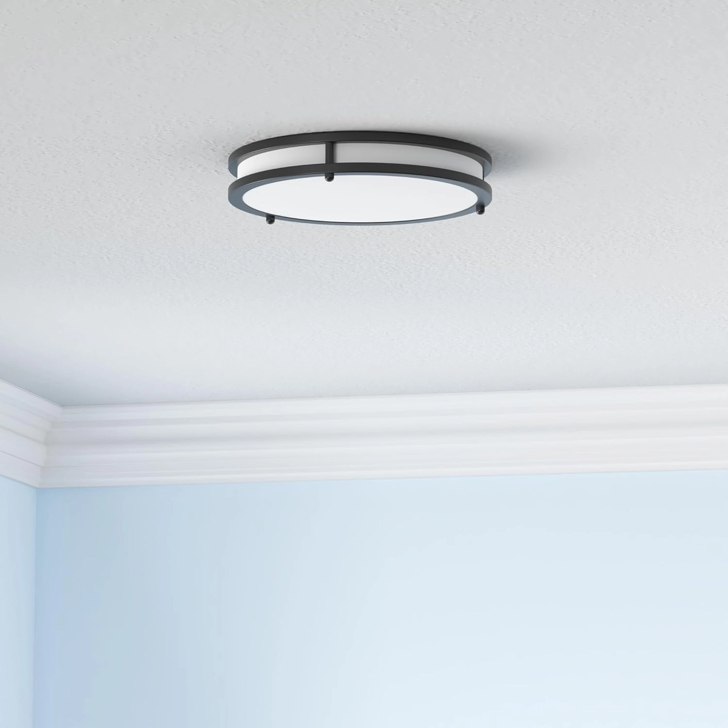 12 Inch Flush Mount Ceiling Lights, 36W 3200LM Black Dimmable Light Fixtures Ceiling Mount, 3000K-5000K Selectable Modern Kitchen Light Fixtures for Stairwell, Balcony, Corridor, Laundry (2-Pack)