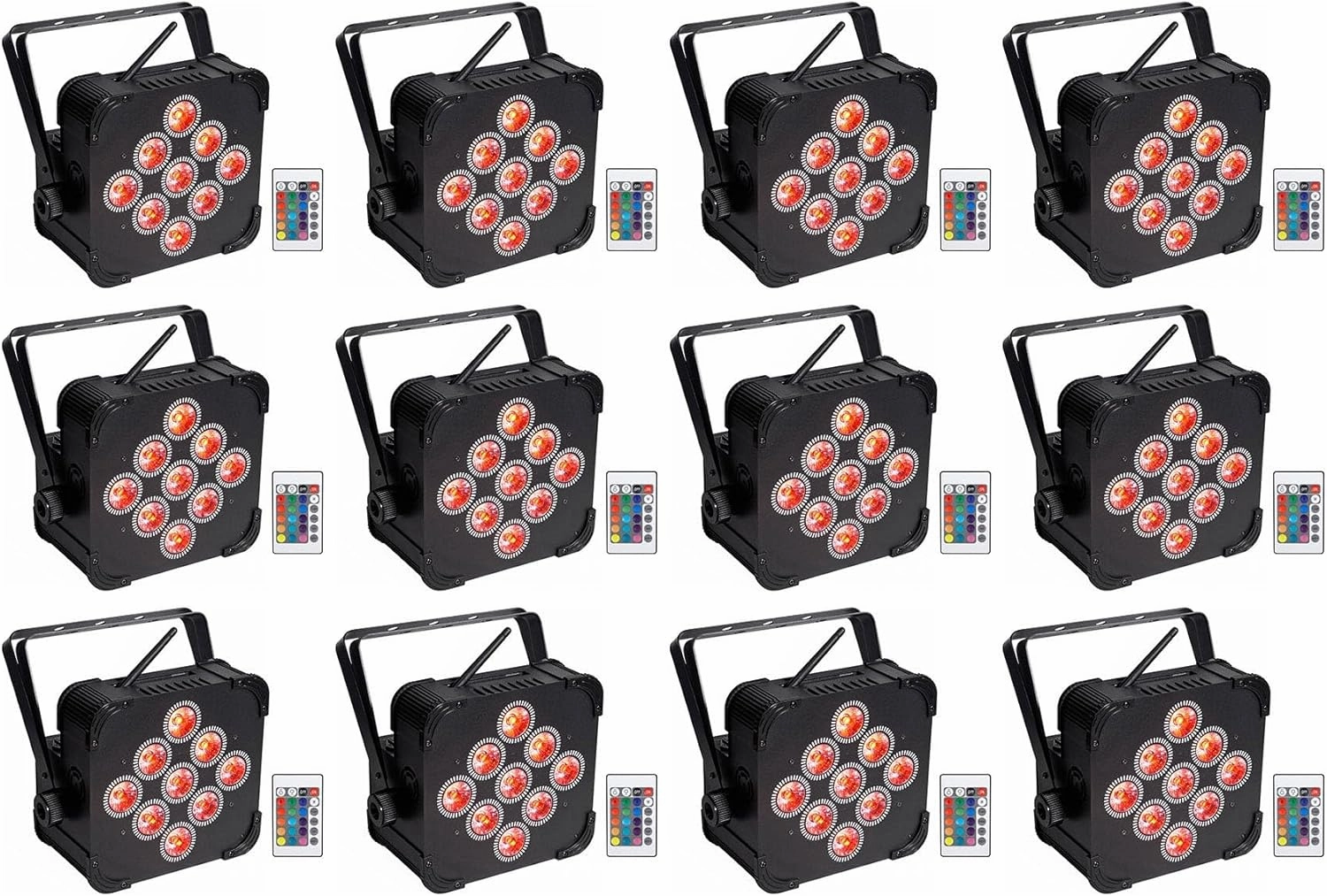 12 Rockville Best PAR 60 Rechargeable Par Can Wash Lights Wireless DMX RGBWA UV