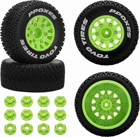 12mm/14mm/17mm Hex RC Wheels and Tires RC Truck Tires 1/10 Scale Tyres Detachable Replacement RC Car Tires for Arrma Senton Tires Slash Tires Axial Fury Redcat Rc4wd Hex (Green)