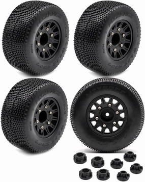 12mm/14mm Hex Rc Truck Tires,RC Wheels Tires for 1/10 Slash 2WD 4×4,Axial/Arrma Senton/Redcat Rc4wd,Hex Detachable Replacement Running on Off-Road Tire,on-Road Tires,4-Pack,Black