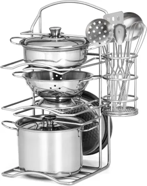 12Pcs Kids Pots and Pans Playset, Pretend Play Kitchen Set Toy Stainless Steel Pots and Pans Cooking Toys Accessories for Kids Toddler Age 3 Years Old