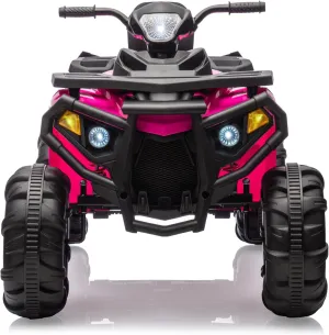 12V Kids ATV, Toddler Ride On Toy Car, 4-Wheeler Quad ATV, Electric Ride On ATV with Spring Suspension, LED Lights, 2 Speeds, Music for Boys Girls 3 , Pink