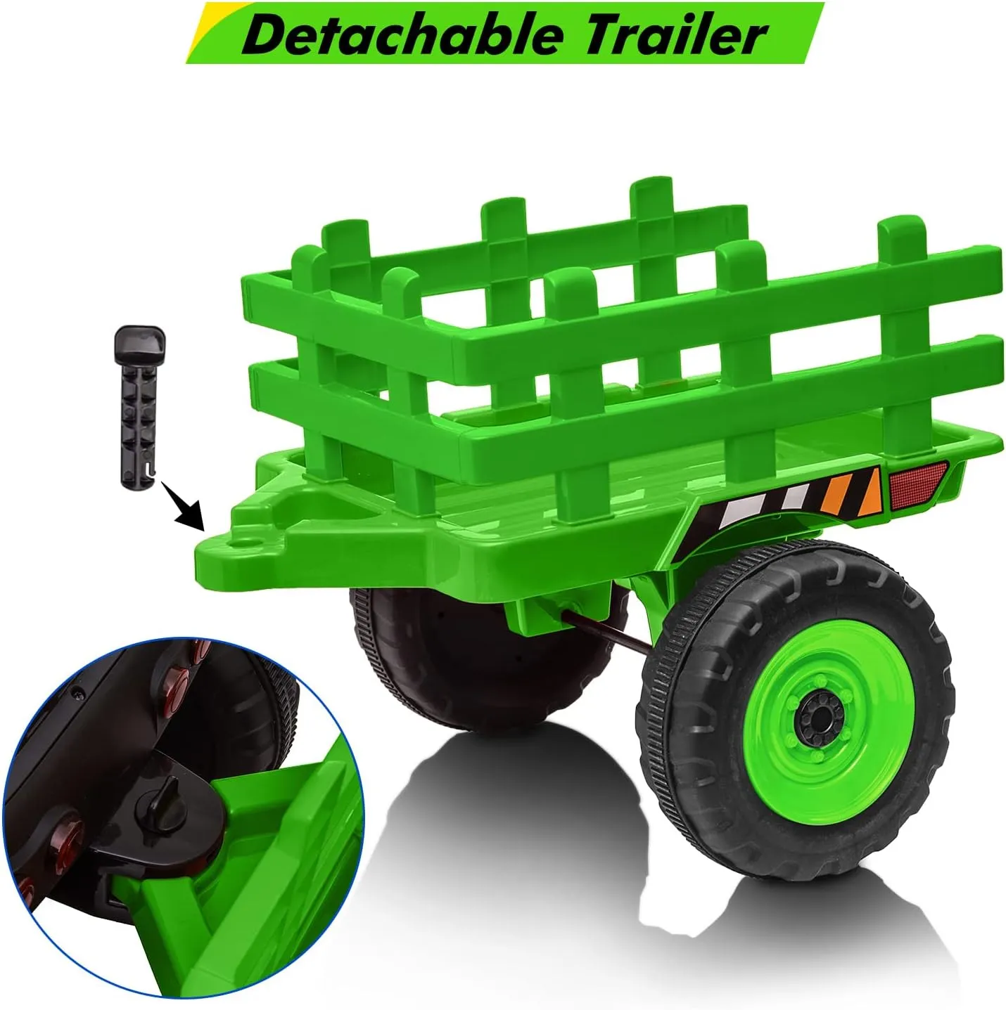12V Kids Ride On Car Electric Tractor with Trailer for Toddlers Ride On Toy with Remote Control, 2 1 Gear Shift, EVA Treaded Tires, LED Headlights, Music, Green