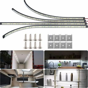 12V LED Light Strip 7000K White, 12V Interior LED Light Bar Slim Enclosed Trailer Interior DIY Cabinet 12 Volt LED Lighting Strip for Car,Trailer,Motorhome,Van,RV,Truck Bed,Cargo,Boat(4 Pack)