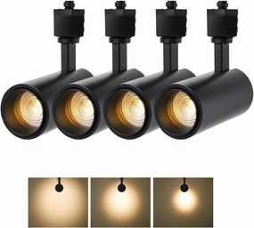 12W Zoomable Track Light Heads,H Track Lighting Heads,15°- 60° Beam Angle Track Lights for Accent Retail,Office, Artwork, 110V Bright Black Track Head 3000K - 4 Pack (Black)