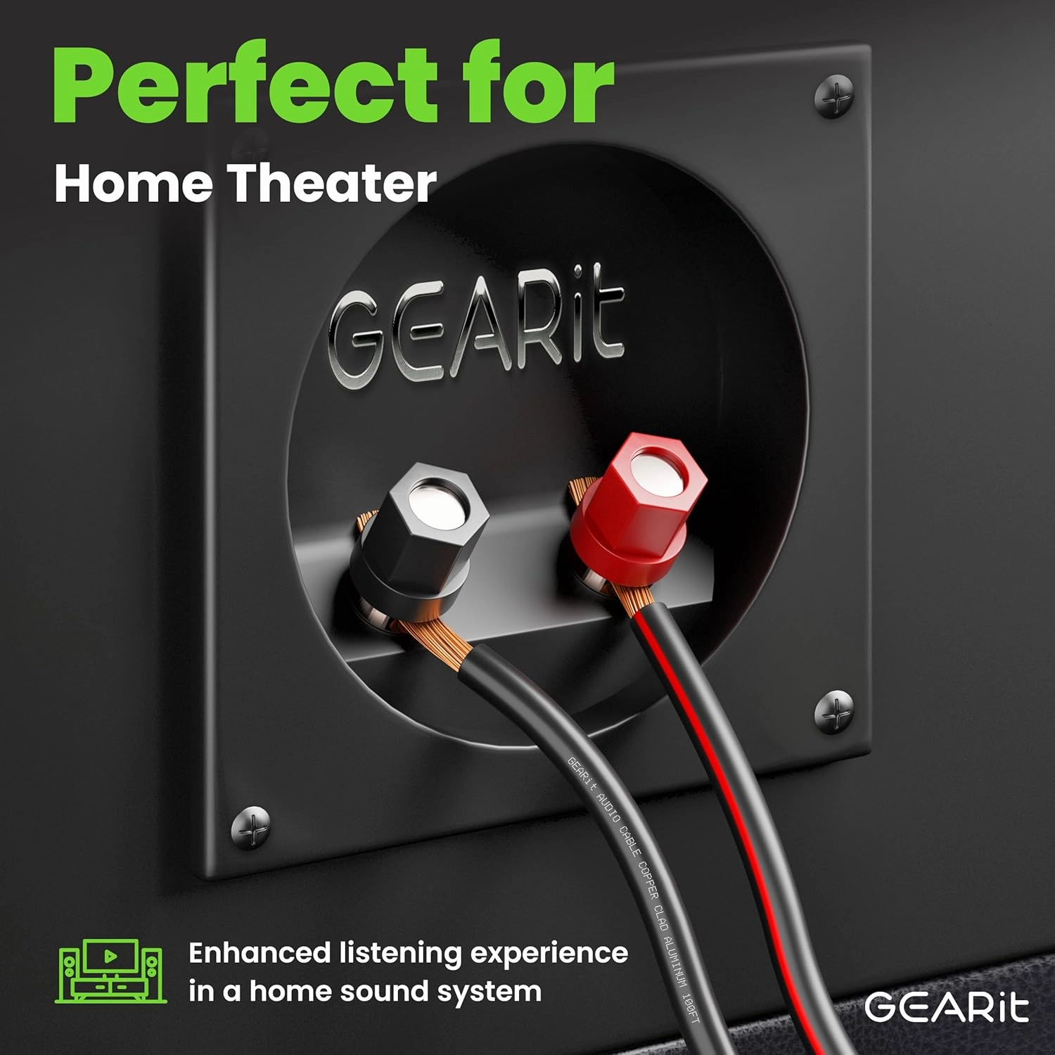 14AWG Speaker Wire, GearIT Pro Series 14 AWG Gauge Speaker Wire Cable (100 Feet / 30.48 Meters) Great Use for Home Theater Speakers and Car Speakers Black