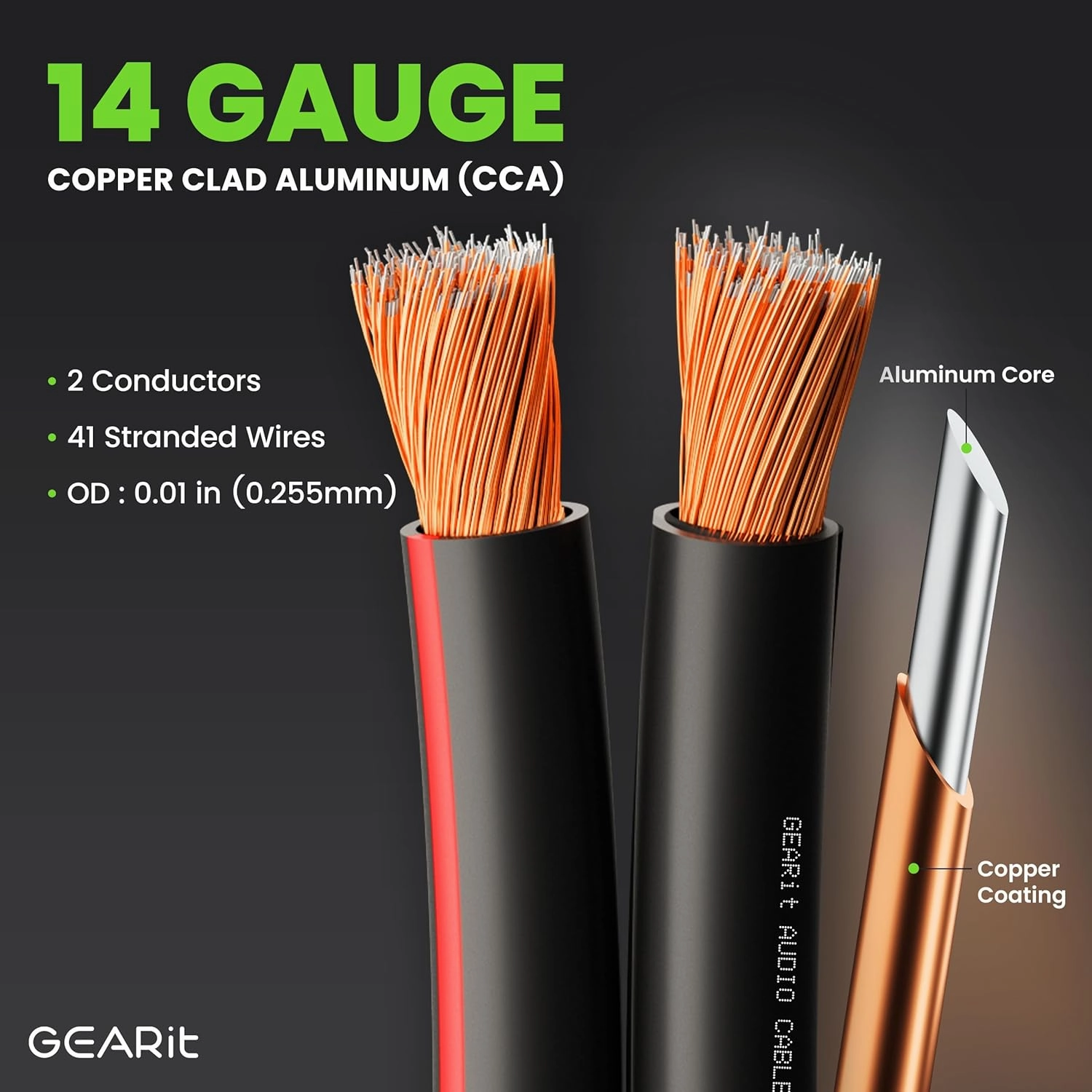 14AWG Speaker Wire, GearIT Pro Series 14 AWG Gauge Speaker Wire Cable (200 Feet / 60.9 Meters) Great Use for Home Theater Speakers and Car Speakers Black