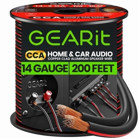 14AWG Speaker Wire, GearIT Pro Series 14 AWG Gauge Speaker Wire Cable (200 Feet / 60.9 Meters) Great Use for Home Theater Speakers and Car Speakers Black