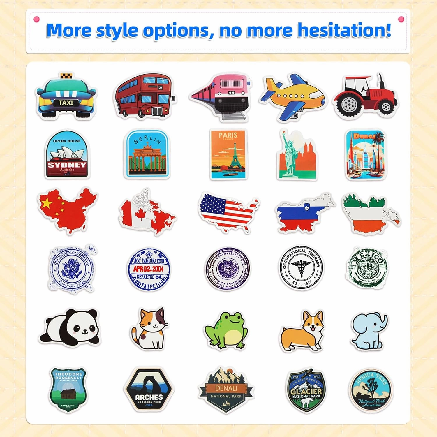 15 Pcs Fake Passport Book for Kids with 150 Non-Repeating Stickers (Including 3 Themes), Suitable for Party Favors, Scrapbooking, Arts and Crafts, School Supplies, Wall Stickers