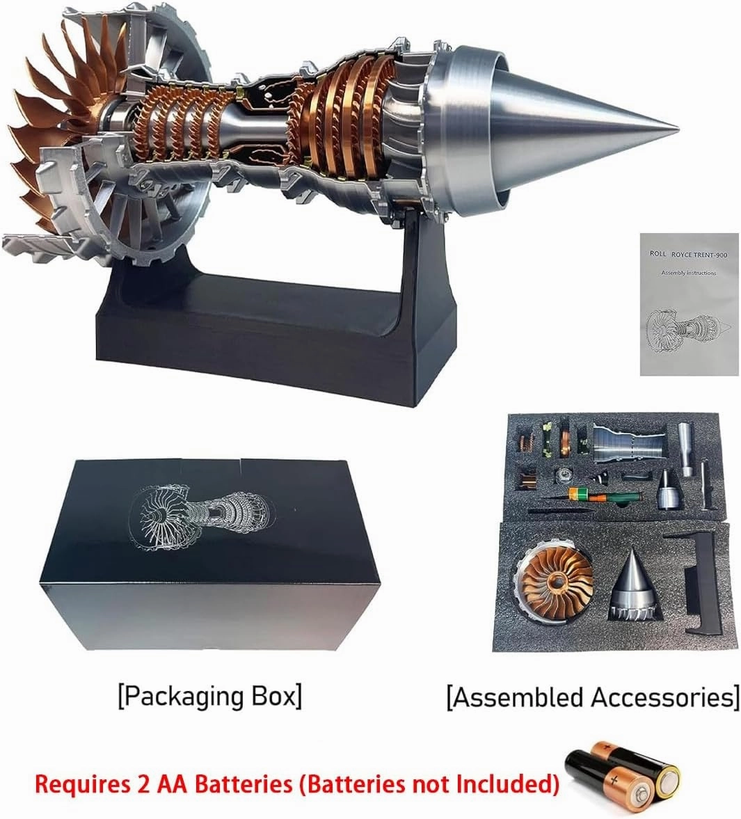 1/25 Simulation Aircraft Turbojet Engine Rotatable Model, TR900 Turbofan Jet Engine Model Kit, 3D Printing Mechanical Science Aero Engine Education Toy and Desk Decor Gift for Hobbyists