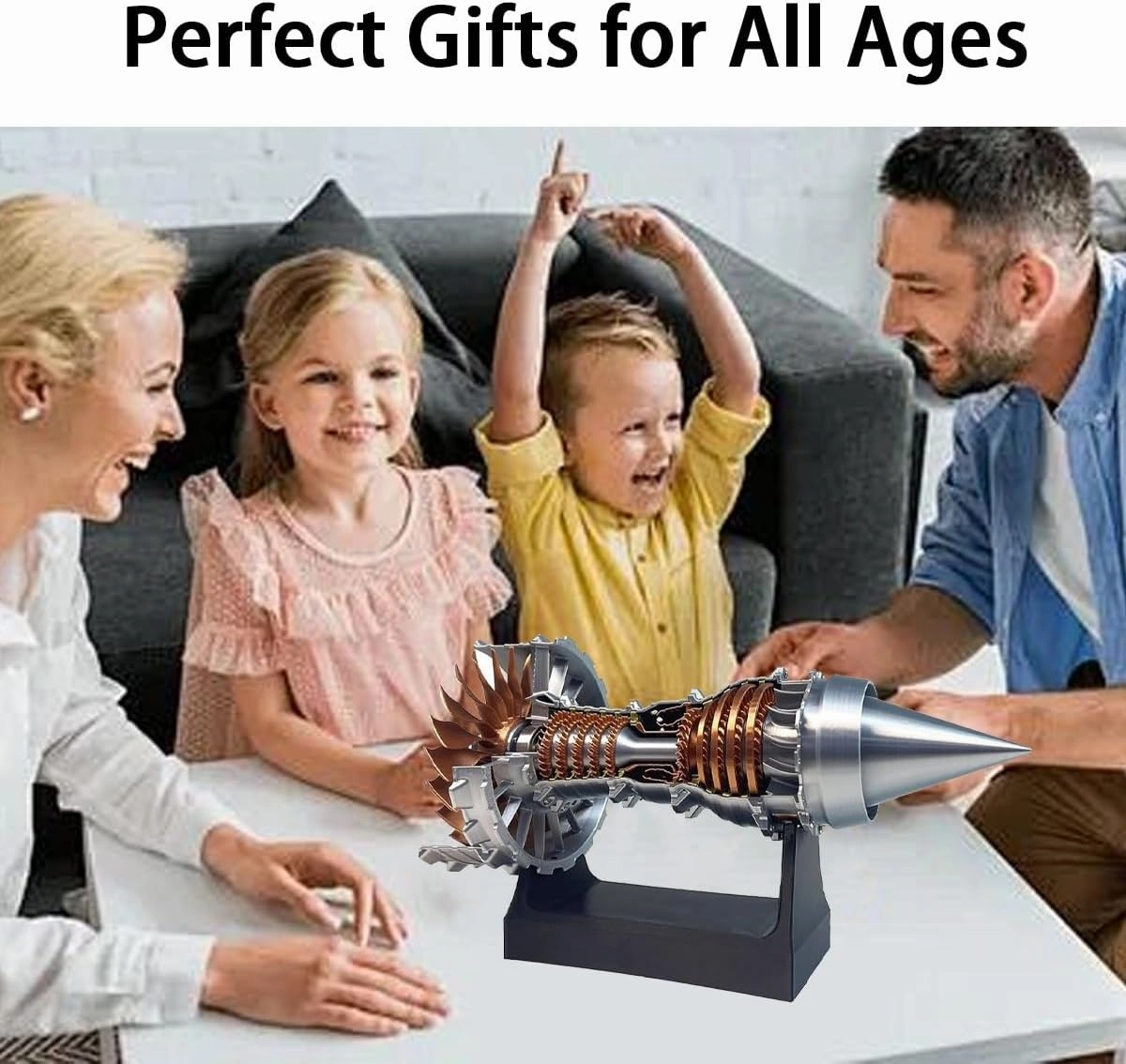 1/25 Simulation Aircraft Turbojet Engine Rotatable Model, TR900 Turbofan Jet Engine Model Kit, 3D Printing Mechanical Science Aero Engine Education Toy and Desk Decor Gift for Hobbyists