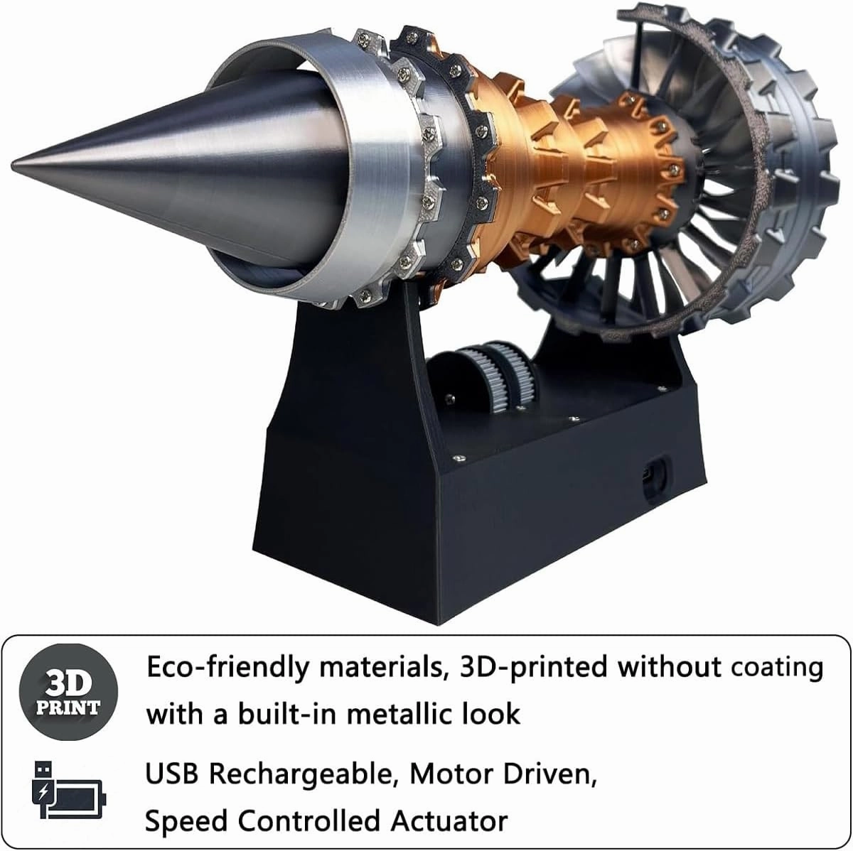 1/25 Simulation Aircraft Turbojet Engine Rotatable Model, TR900 Turbofan Jet Engine Model Kit, 3D Printing Mechanical Science Aero Engine Education Toy and Desk Decor Gift for Hobbyists