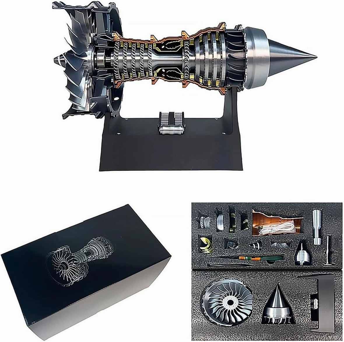 1/25 Simulation Aircraft Turbojet Engine Rotatable Model, TR900 Turbofan Jet Engine Model Kit, 3D Printing Mechanical Science Aero Engine Education Toy and Desk Decor Gift for Hobbyists