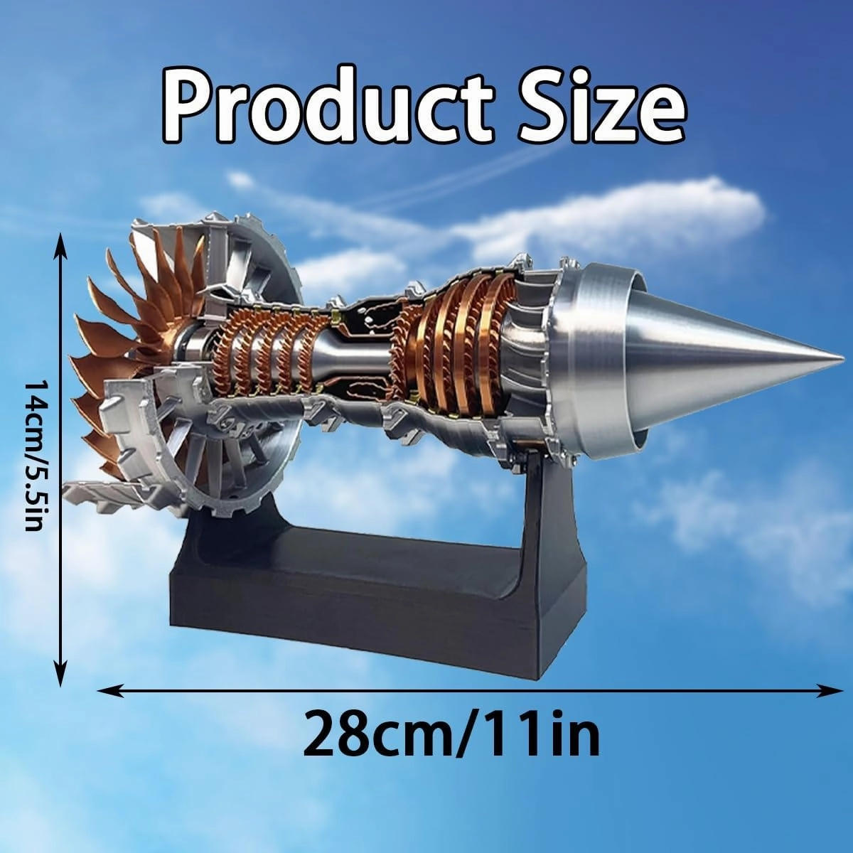 1/25 Simulation Aircraft Turbojet Engine Rotatable Model, TR900 Turbofan Jet Engine Model Kit, 3D Printing Mechanical Science Aero Engine Education Toy and Desk Decor Gift for Hobbyists