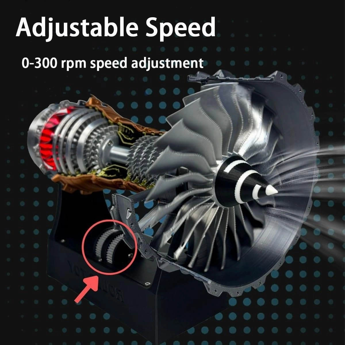 1/25 Simulation Aircraft Turbojet Engine Rotatable Model, TR900 Turbofan Jet Engine Model Kit, 3D Printing Mechanical Science Aero Engine Education Toy and Desk Decor Gift for Hobbyists