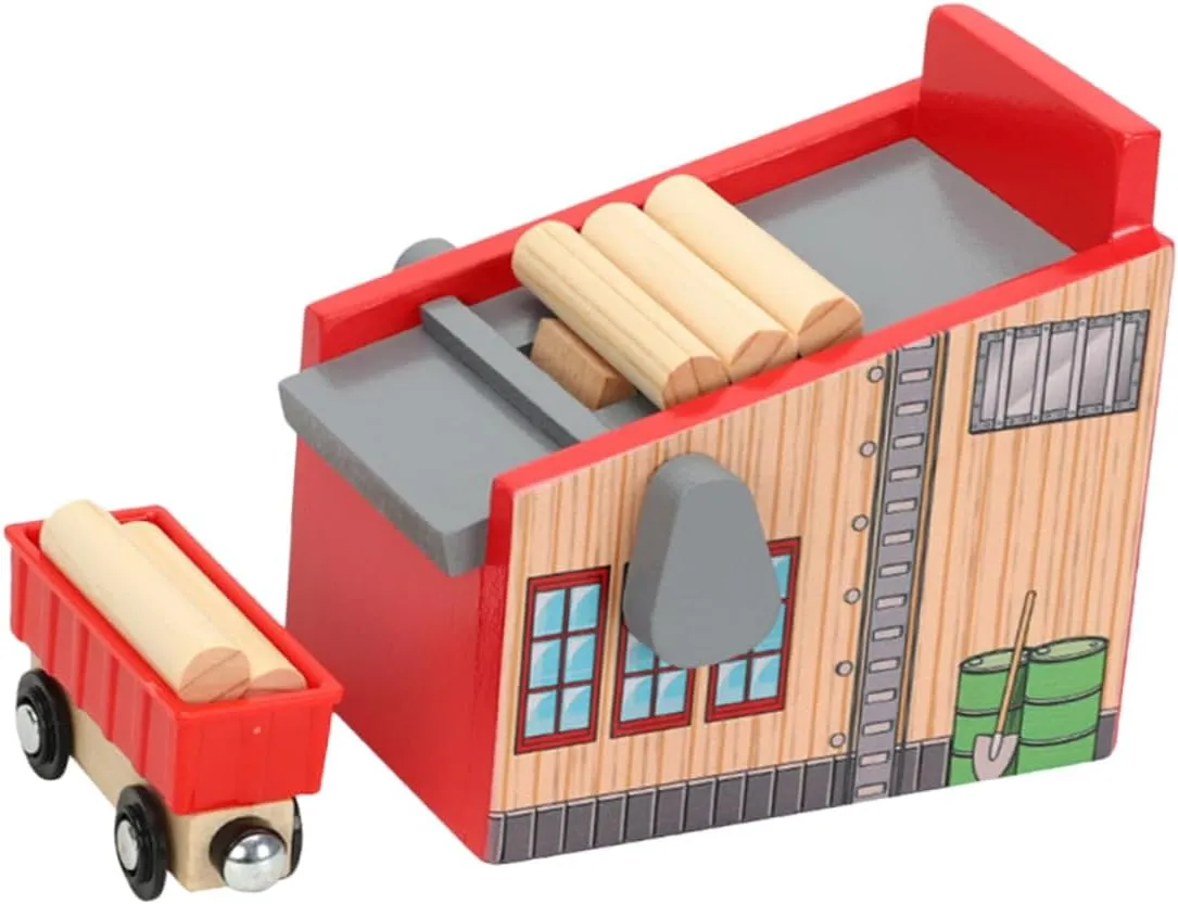 1set Train Toy Logging Scene Includes Wood Blocks Carriage Safe Creative Plaything for Boy Girl for Railway Crafts Educational Fun