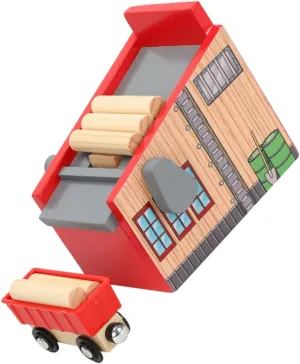 1Set Train Track with Lumber Mill Scene Educational for Includes Logs Train Car Birthday Present for DIY Play Activities