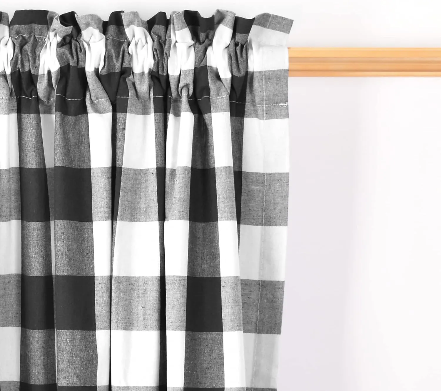 2 Pack Buffalo Check Valances Curtains for Living Room Windows 18" Long Classic Gingham Plaid Bedroom Bathroom Rod Pocket Country Farmhouse Kitchen Window Curtain Valances - 54"x18" Black & White