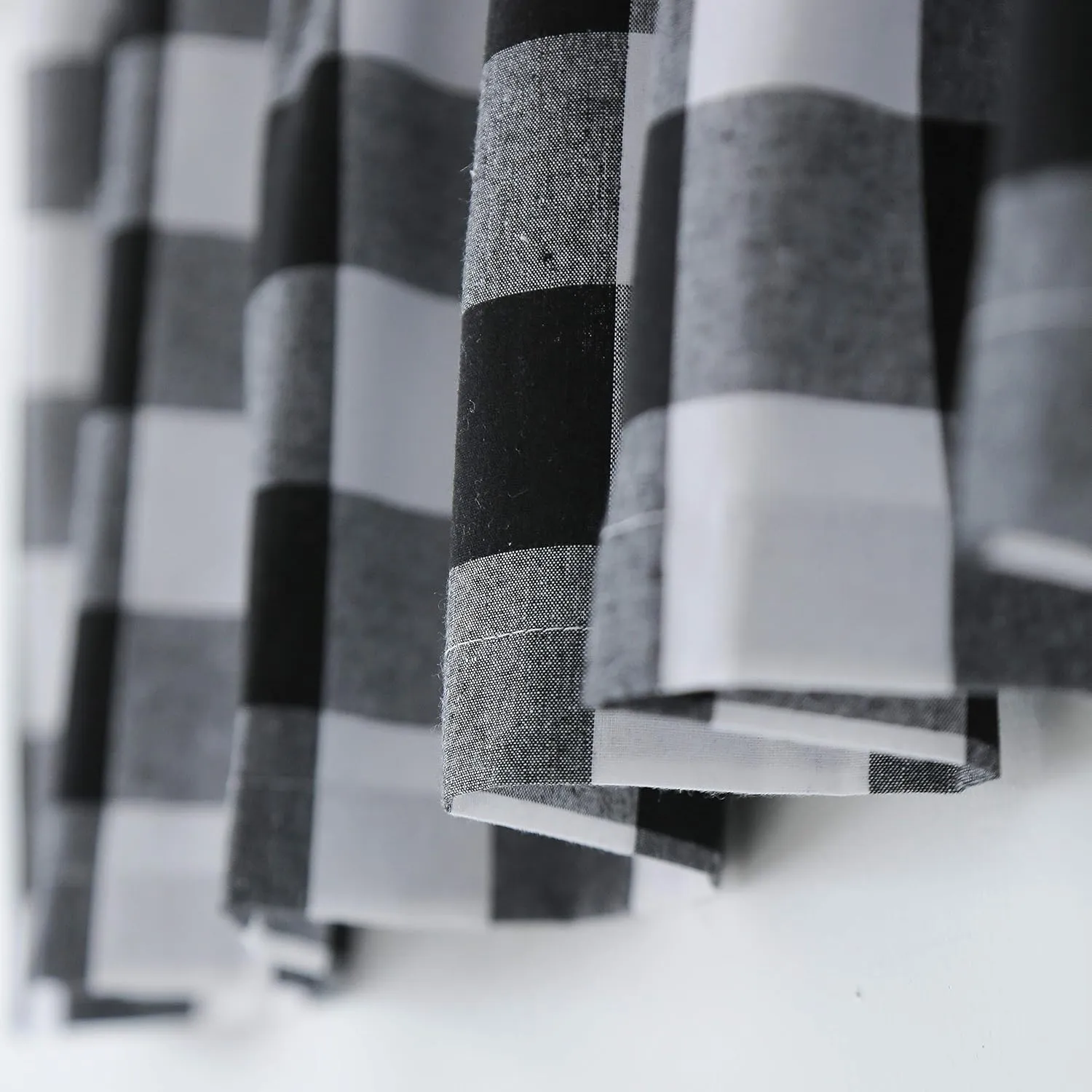 2 Pack Buffalo Check Valances Curtains for Living Room Windows 18" Long Classic Gingham Plaid Bedroom Bathroom Rod Pocket Country Farmhouse Kitchen Window Curtain Valances - 54"x18" Black & White