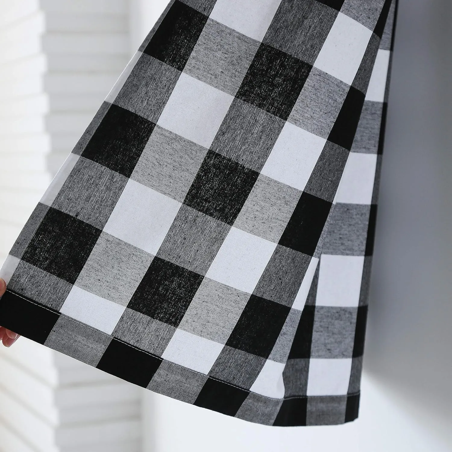 2 Pack Buffalo Check Valances Curtains for Living Room Windows 18" Long Classic Gingham Plaid Bedroom Bathroom Rod Pocket Country Farmhouse Kitchen Window Curtain Valances - 54"x18" Black & White
