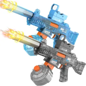 2-Pack Electric Water Gun for Kids & Adults - Automatic Squirt Guns with LED Lights & 32ft Range, High-Power Water Blaster for Summer Outdoor Pool Beach Party Toys (Cool Black & Bright Blue)