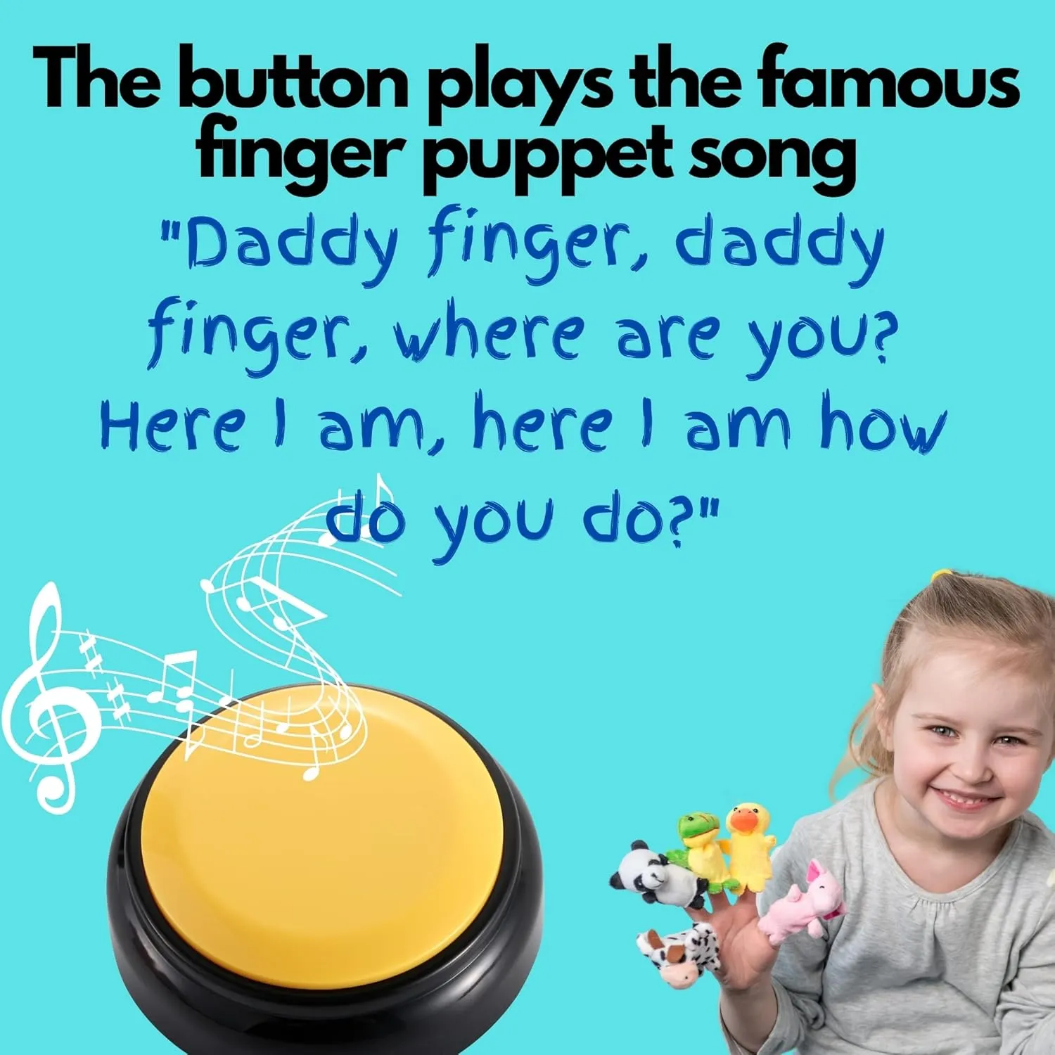 20 Finger Puppets and Finger Family Song Button, 6 Family Member and 14 Animal Finger Puppets Plush Toys Set - Great for Storytelling, Role-Playing, Teaching, Easter Eggs and Fun