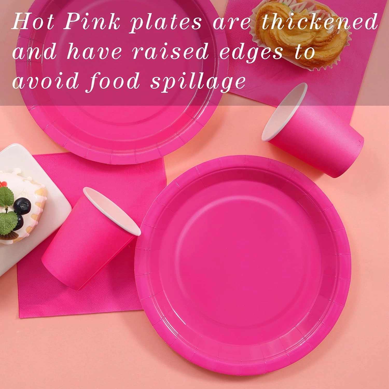 200PCS Disposable Party Decoration Set, Pink Plates, Napkins for 50, Birthday Girl Party Supplies