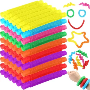 210 Pcs Tube Sensory Toys Fidget Toys Easter Basket Stuffer Multicolor Sensory Tubes for DIY Party Favors Kits Classroom Prizes for Teens Adults Birthday Party Favors Travel Goodie Bag Stuffers