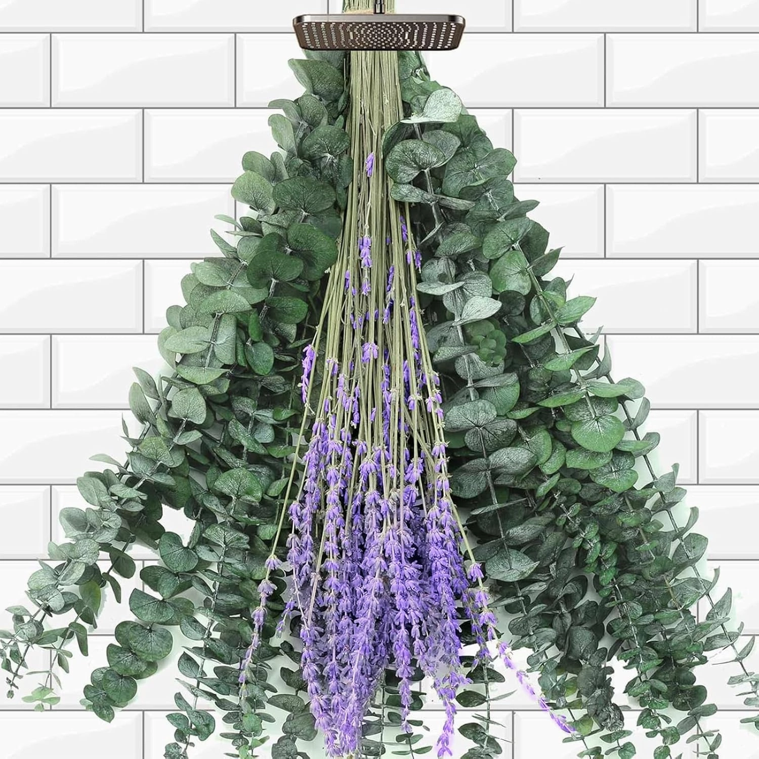 230 Pcs Dried Eucalyptus Stems with Lavender Flowers Bundle for Shower 17'' Natural Real Hanging Live Eucalyptus Leaves Branches for Wedding Decor Fresh Farmhouse Bathroom Table Vase Decor
