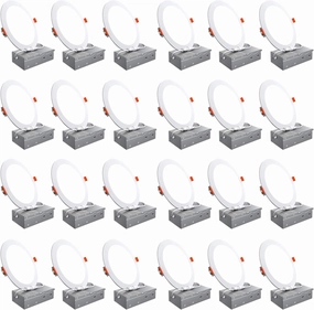 24 Pack 6 Inch Canless Recessed LED Ceiling Lights with Junction Box - 6000K Daylight , 1050LM High Brightness, 12W 110W Eqv, Ultra-Thin LED Recessed Lighting for Bedroom Kitchen Living Room Hallway