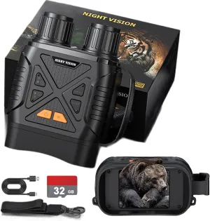 2.8" Night Vision Binoculars for Adults - 2624ft Night Vision Goggles, 10X Digital Zoom 7 Levels IR, with 32GB Memory Card for Photos and Videos, for Camping
