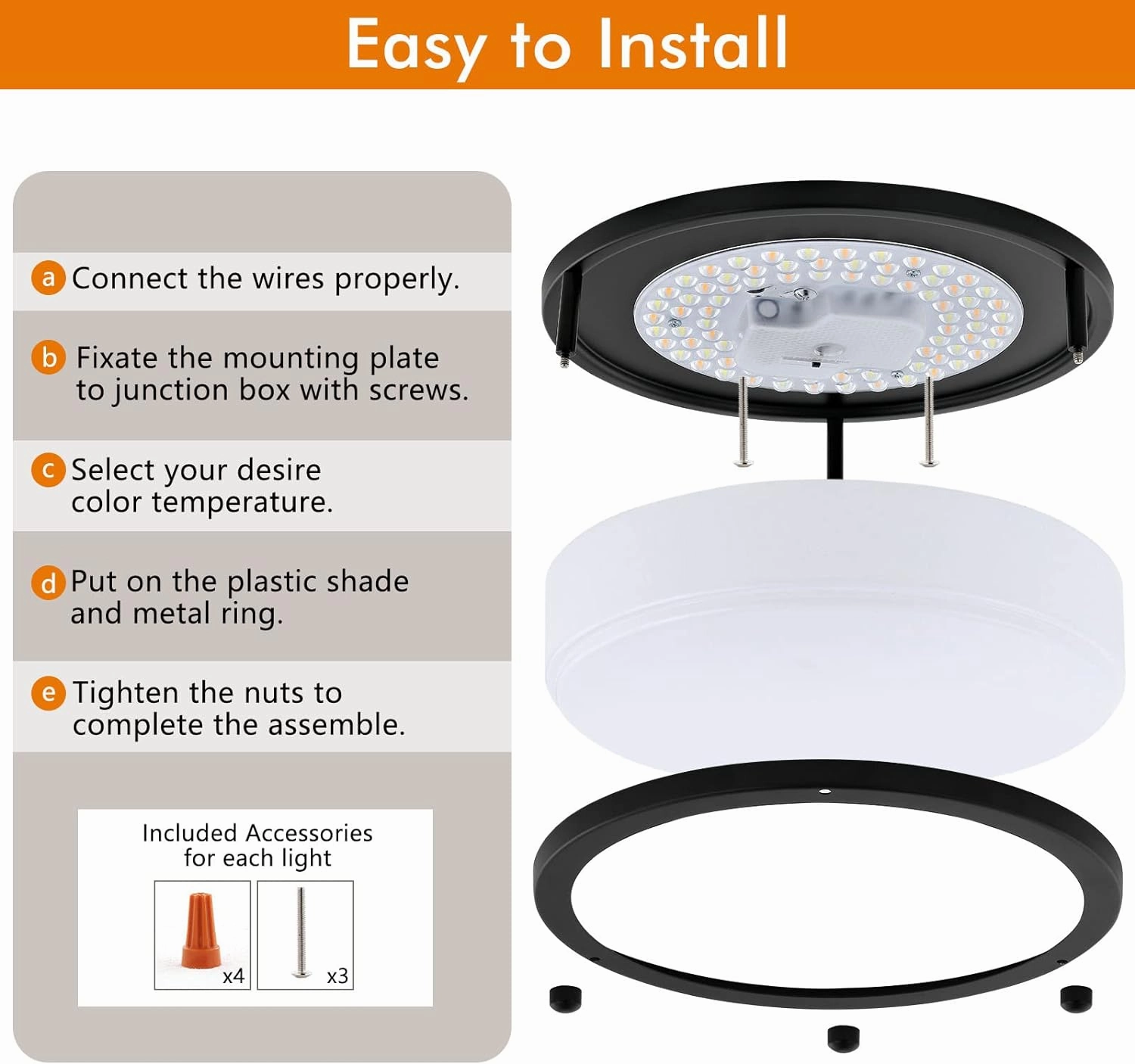 2-Pack 10Inch 30W LED Flush Mount Ceiling Light Fixtures Black, Ultra Bright 3200LM Dimmable Ceiling Lights, 5CCT 2700K 3000K 4000K 5000K 6500K, Ceiling Lamps for Kitchen Hallway Bedroom Bathroom