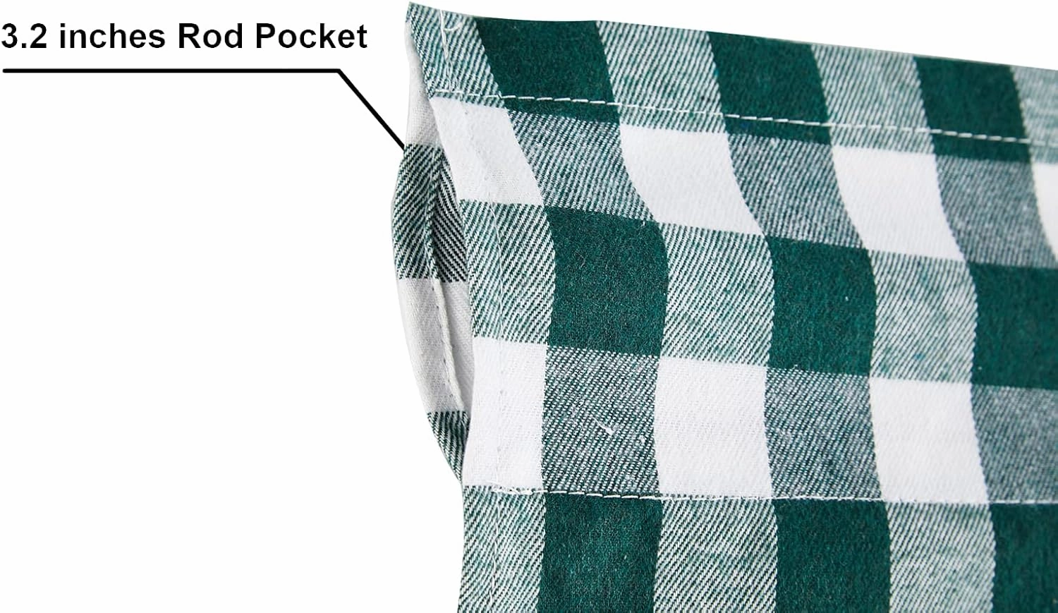 2 Pack Buffalo Check Plaid Cotton Window Valances Green and White Farmhouse Design Window Treatment Decor Curtains Rod Pocket Valances for Kitchen/Living Room 16" x 56" (Green and White)